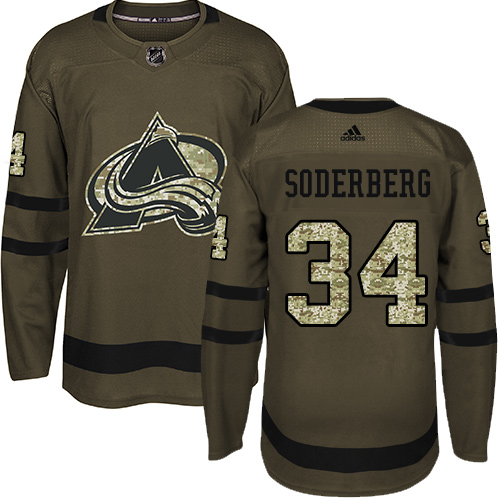 Adidas Avalanche #34 Carl Soderberg Green Salute to Service Stitched NHL Jersey